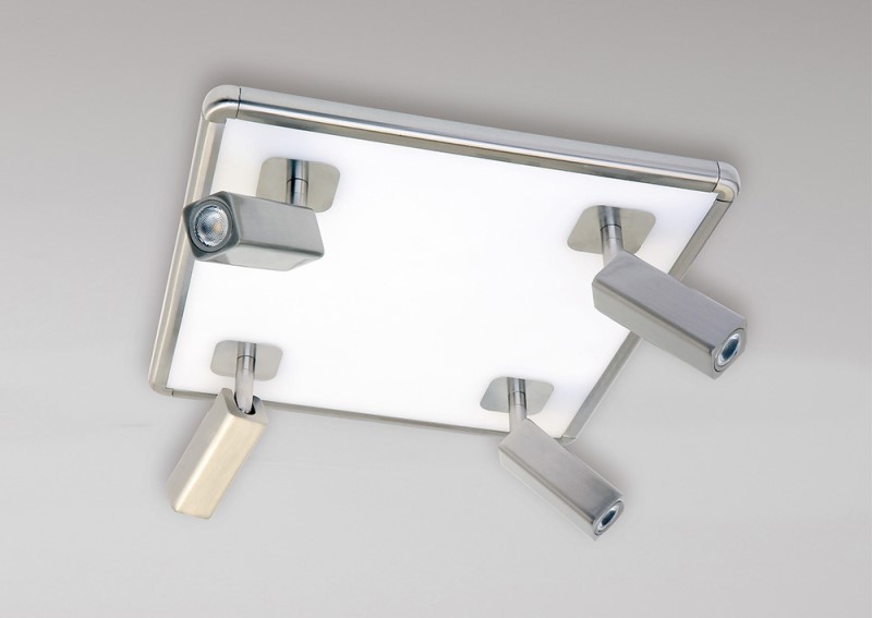 Ceiling Light 4 Head With Backlit Light 40W LED Square Satin Nic